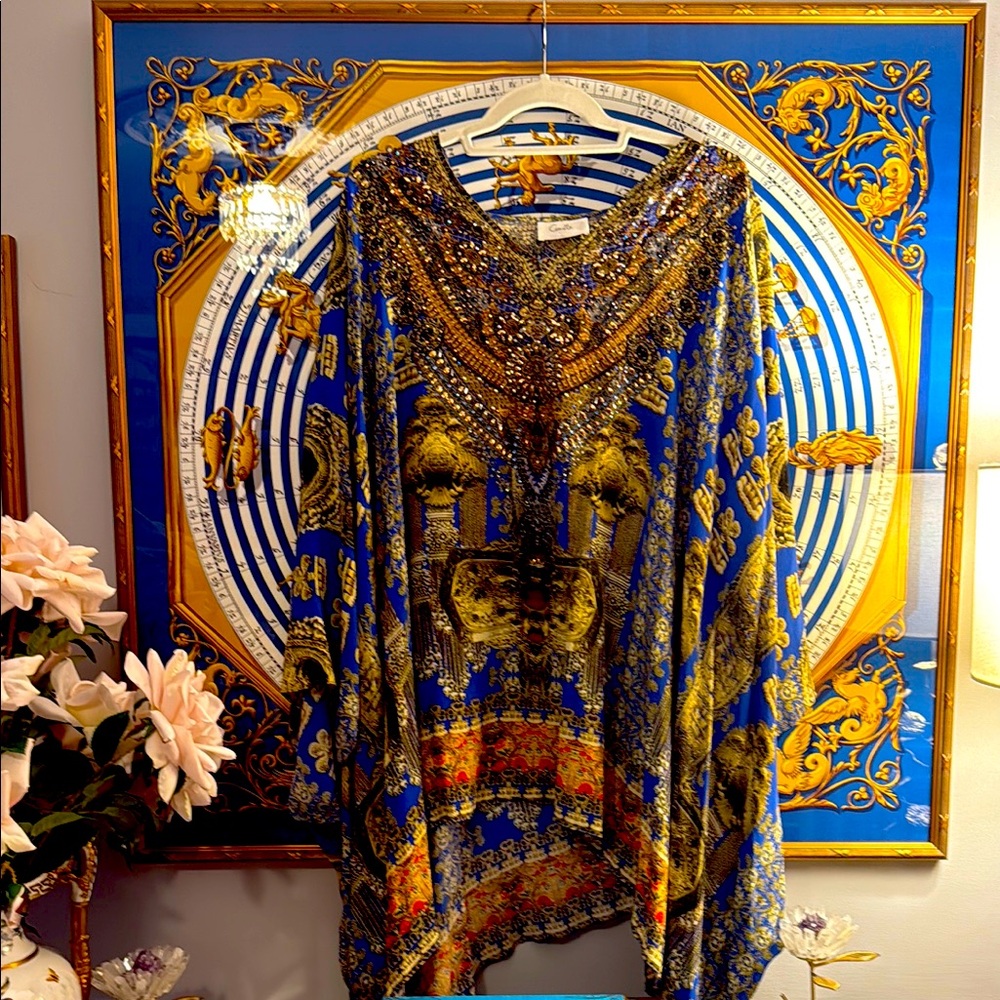 Camilla Royal Blue and Gold Embellished Dress
